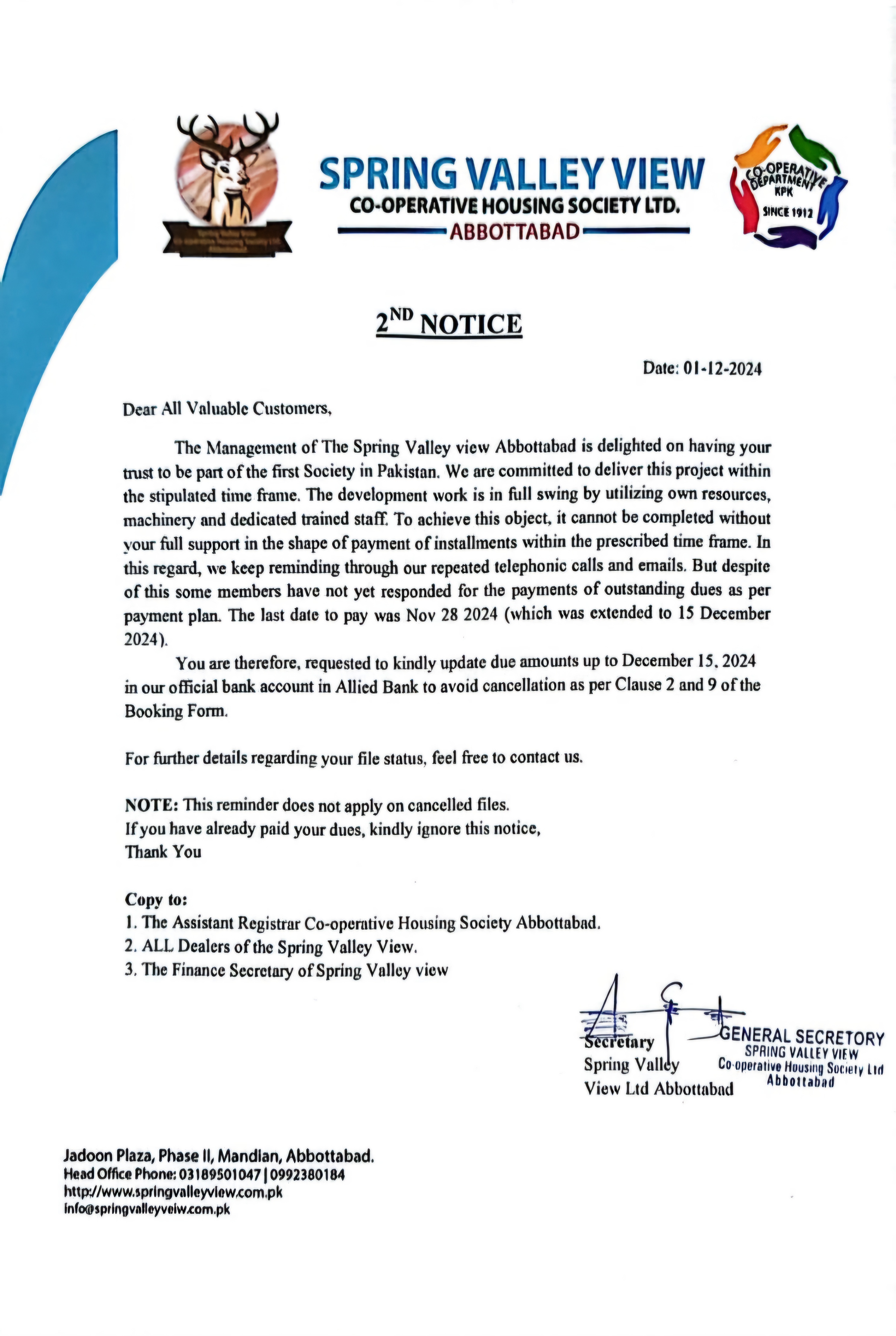 Installment Dues Notice